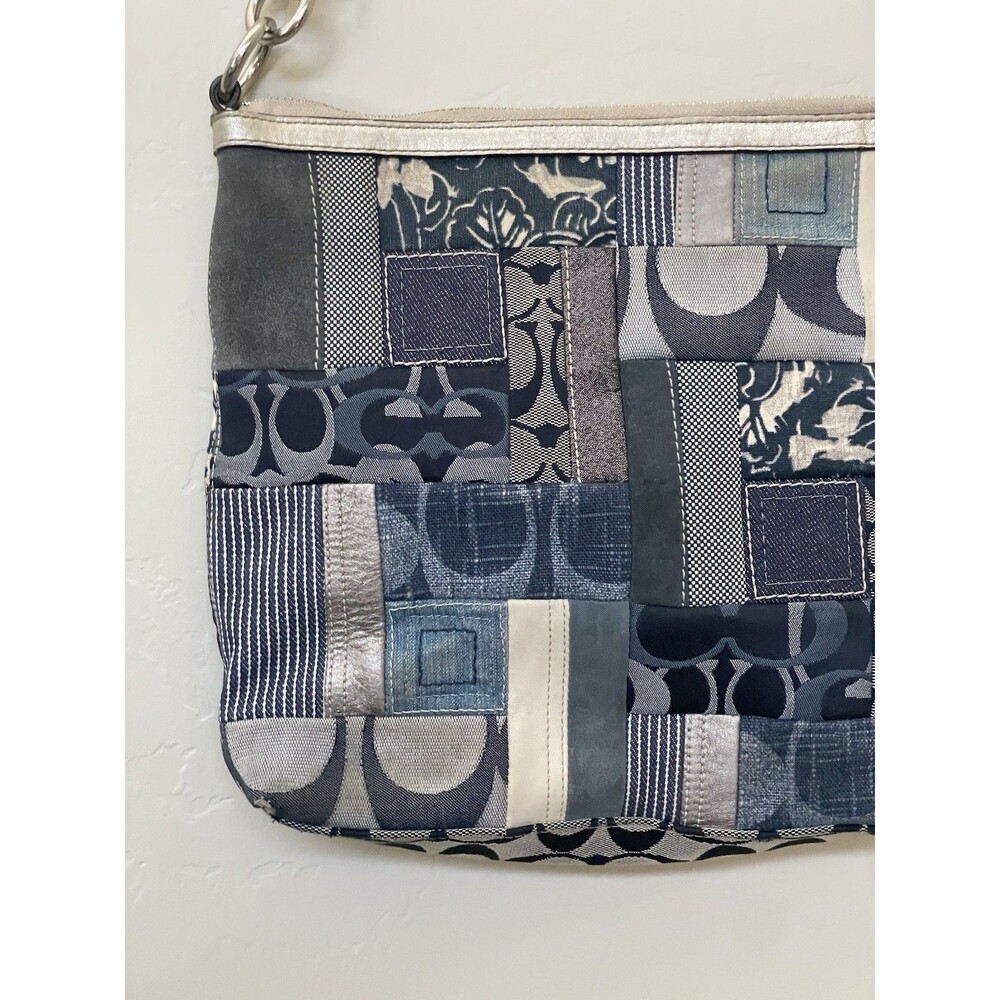 Vintage Coach Y2K Blue Patchwork Handbag Purse Medium Size - Picture 2 of 8